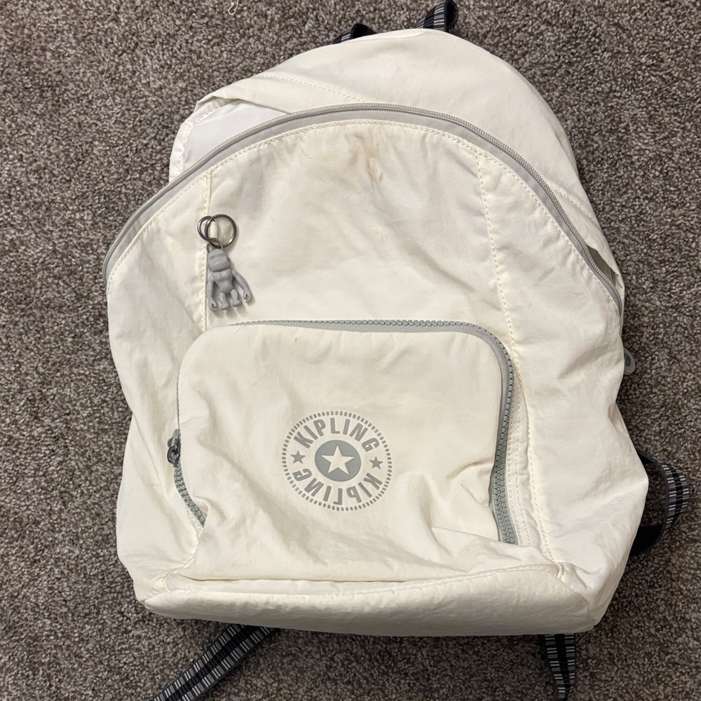 Kipling Off-White Backpack with Gray Accents